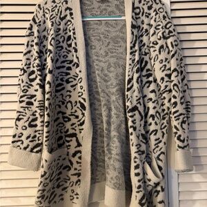 Chico's Black and White Animal Print Cardigan